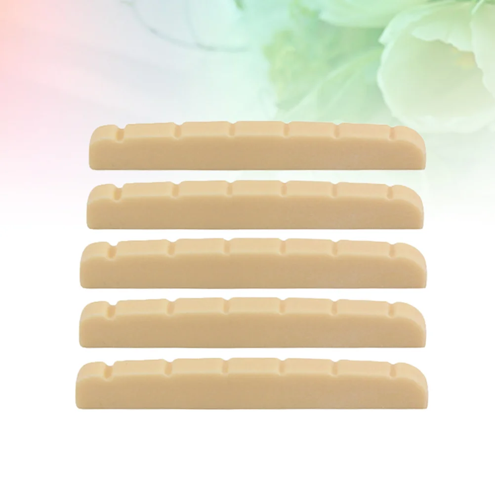 

5Pcs Electric Guitar Nut 42Mm 6 String Slotted Plastic Bass Replacement Part Pre-Cut Saddle Lightweight Compact Tuning Stability