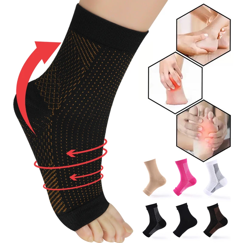 S-2XL Open Toed Sock Men Ankle Compression Foot Protect Angel Sleeve Heel Arch Support Pain Relief Hot Sports Socks Women Socks