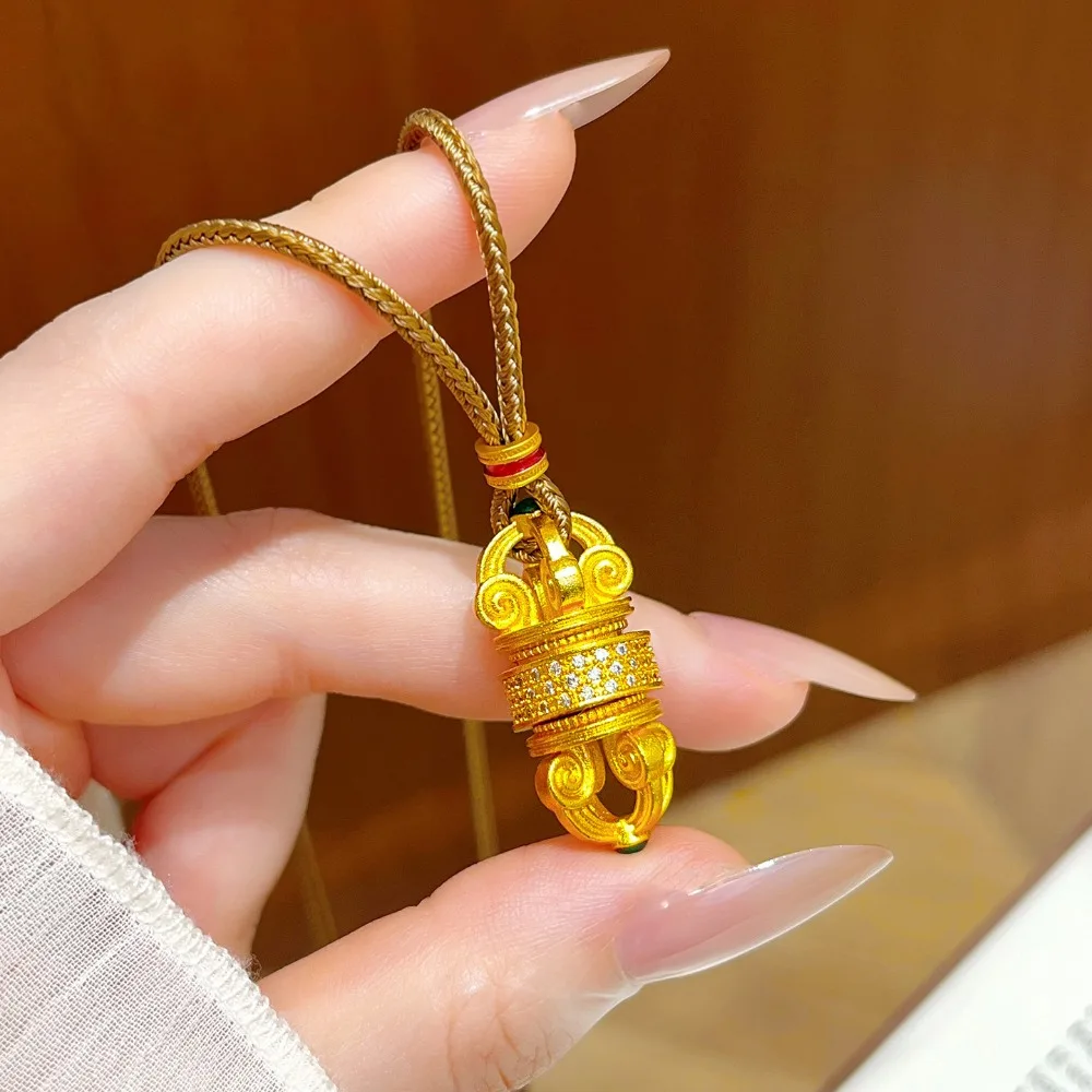 Hollow point diamond pestle necklace retro style fashion fall magic pestle pendant Meilong jewelry 9999gold