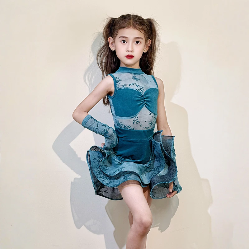 Traje de baile de Tango Cha Samba para niñas, vestido de baile latino Rumba, traje de actuación para niñas, vestido de práctica latina, Ropa de baile