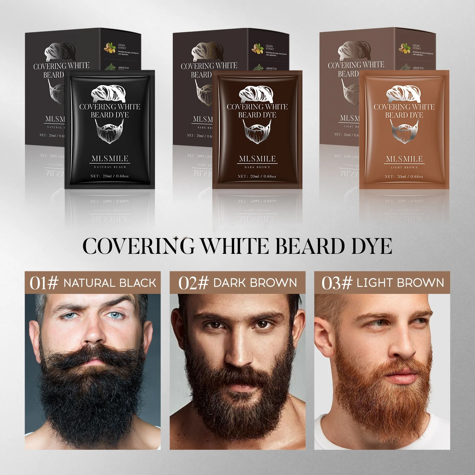 3colors Beard Hair Dye Bubble Plant Beard Coloring Cream Men's Hair Dye to Cover Gray Beard And Hair Available in Black Brown