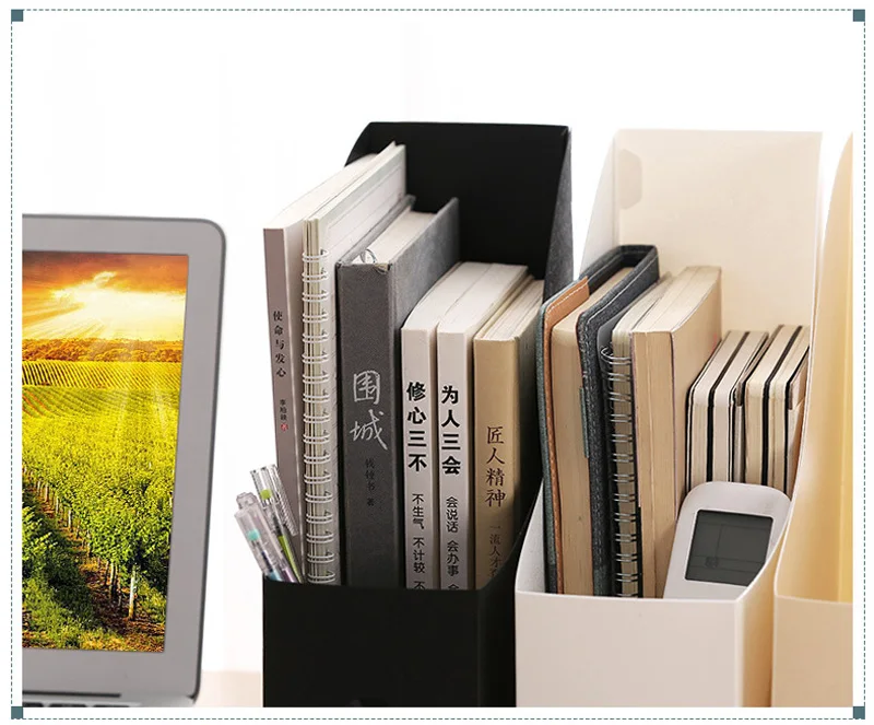 Home Office Storage Thick Plastic Container Bookshelf Simple Foldable File Box Book Stand Student Desktop Accessories Organizer