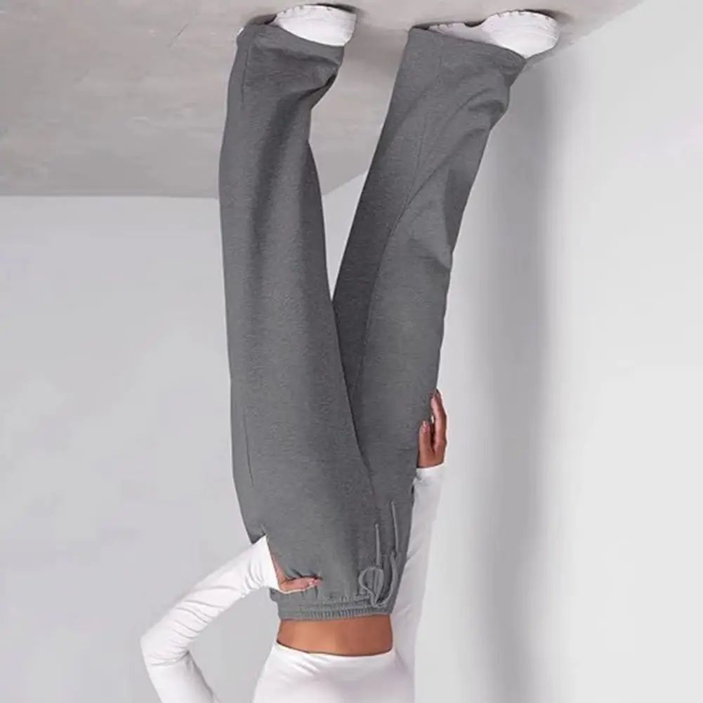 

2026 Women Wide Leg Pants Elastic High Waist Adjustable Drawstring Pure Color Long Sweatpants with Pockets Casual Lounge Pants D