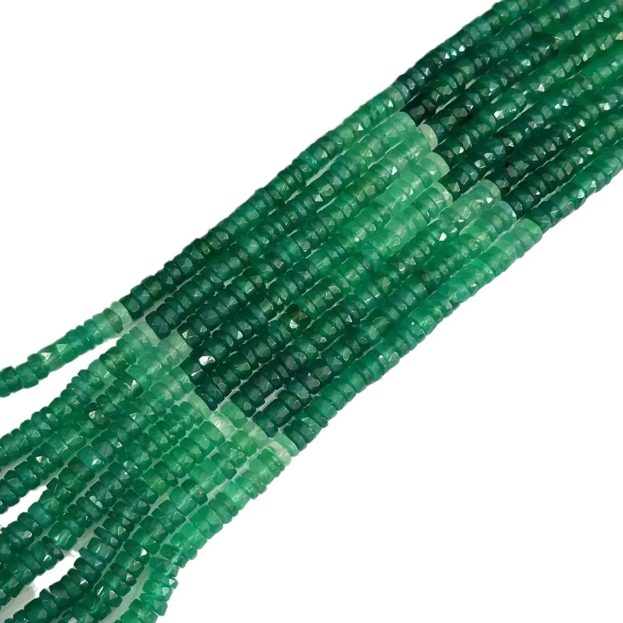 

Green Chalcedony roundelle Faceted 4-5mm gradient green color nature for DIY making jewelry 38cm Loose beads