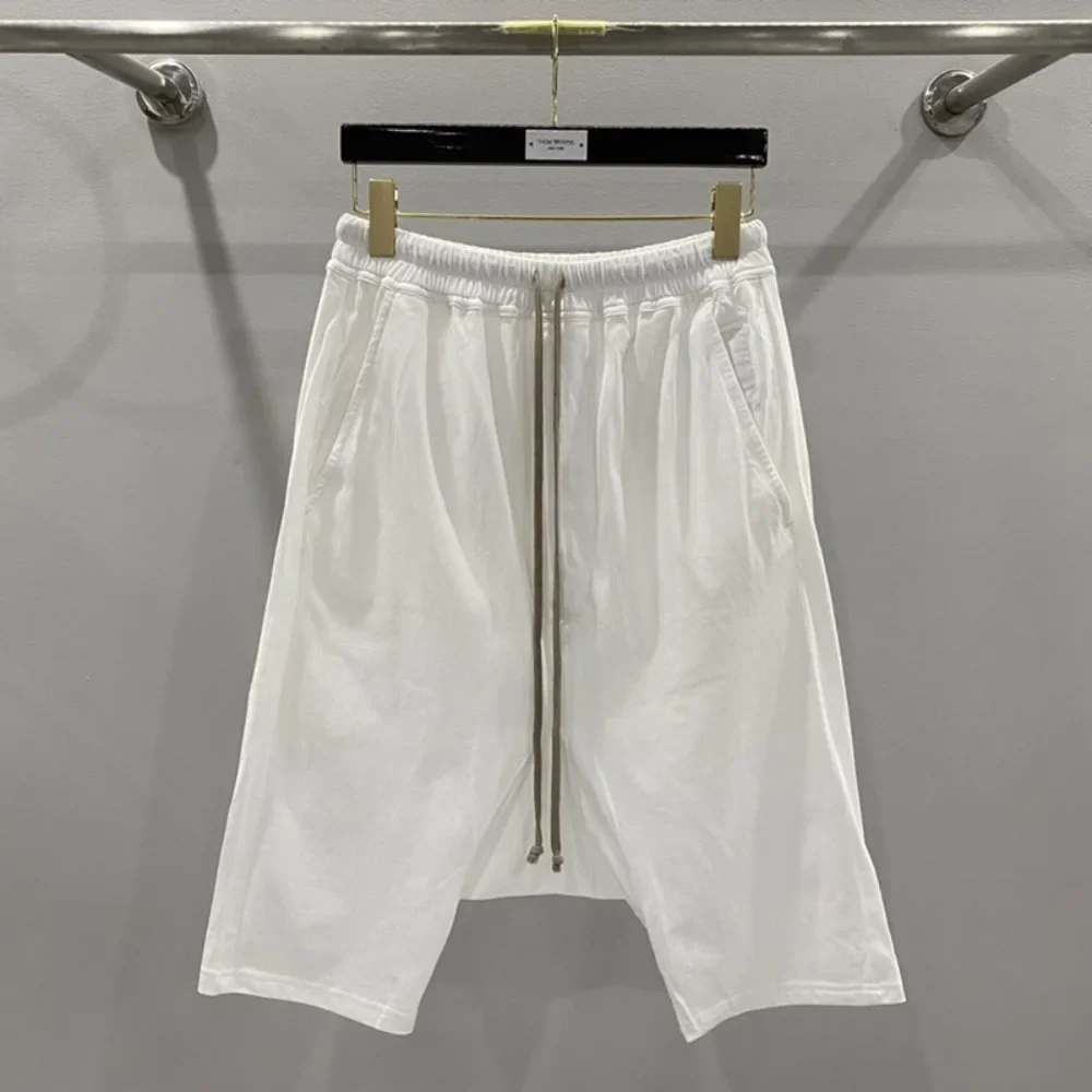 Dark Ro Knitting Cotton  Casual Shorts Rice Men's Dark Five Point Harem Hanging Elastic Waist Sport Casual Loose Pants Shorts