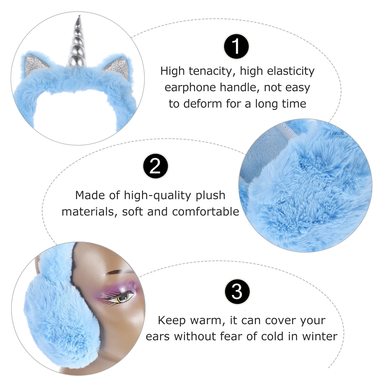 

Unicorn Design Earmuffs Soft Feel Non-Slip Band Perfect Craftsmanship Ear Covers for Cold Days Ideal Christmas Birthday Gift