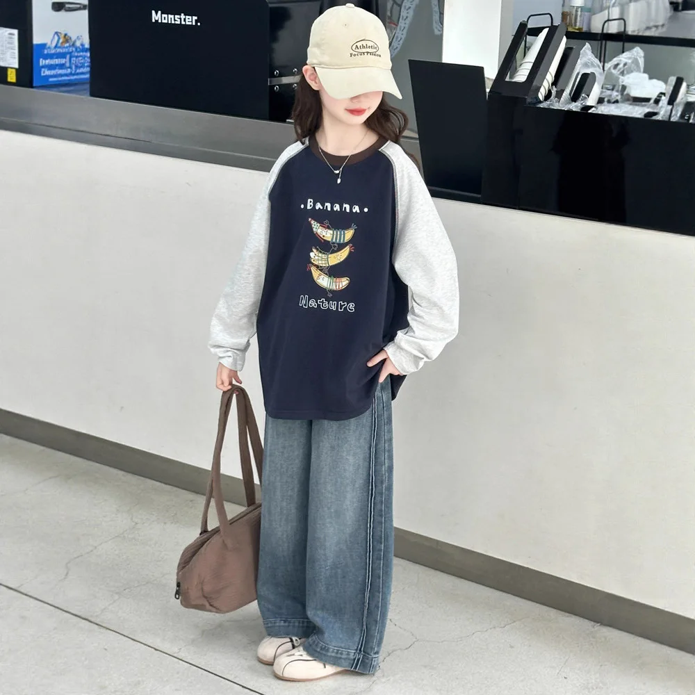 ZOETOPKID Girls Long Sleeve T-Shirt Set Spring Autumn Casual Style Children's Clothing Pants Outfit Soft Cotton Breathable Suit