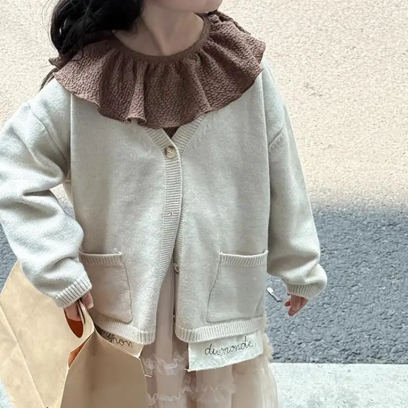 

2025 Autumn New Children Long Sleeve Sweater Cardigan Solid Girls Knitted Coat Cotton Baby Casual Jacket Kids Clothes