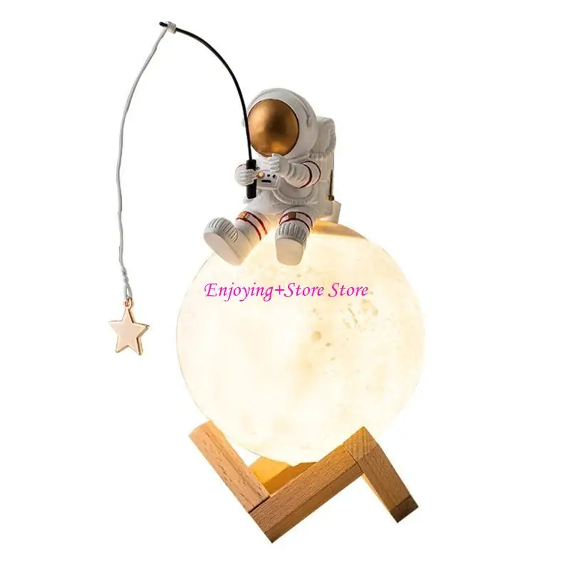 

G6DA LED Night Light Moon Light with astronaut Ornaments Resin Material Dimmable Lamp