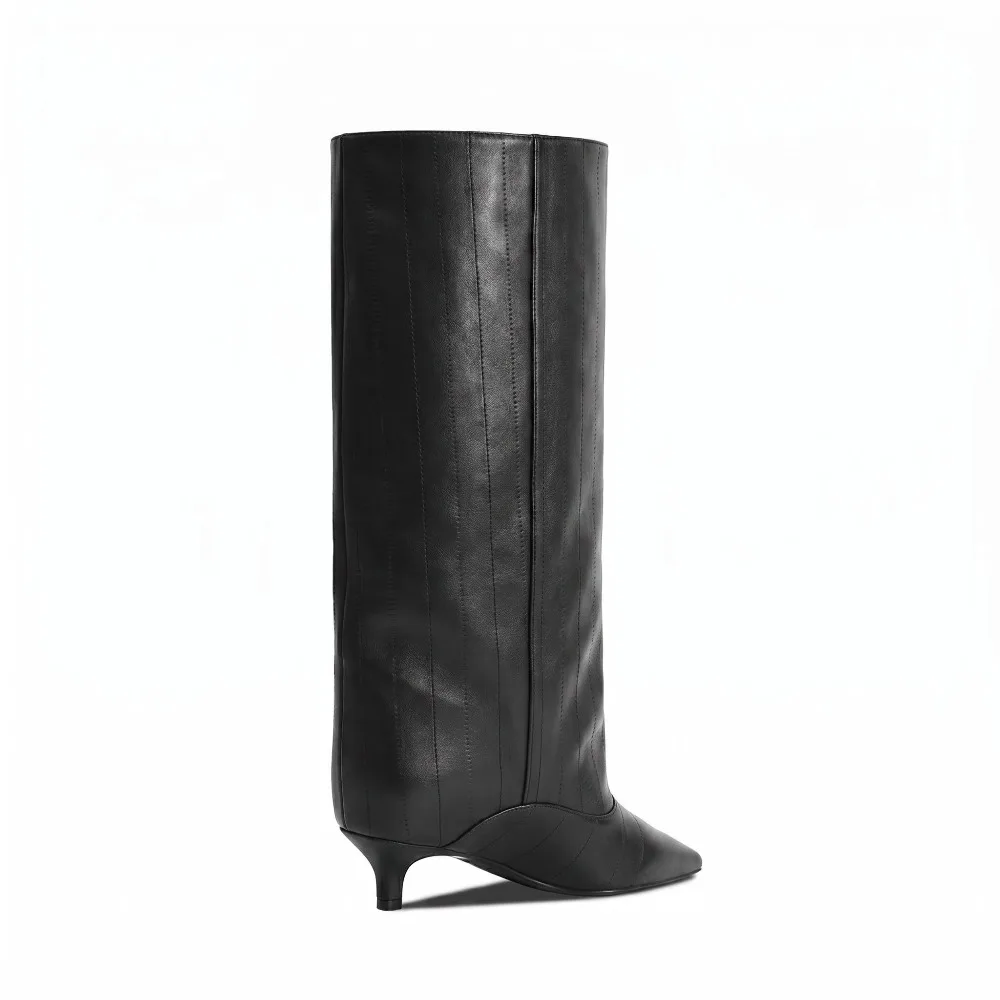 2026 Neue Damen-Kniestiefel, Kitten-Heel mit breitem Schaft und spitzer Zehenpartie, stilvolles, elegantes Schuhwerk für Abend- und festliche Anlässe