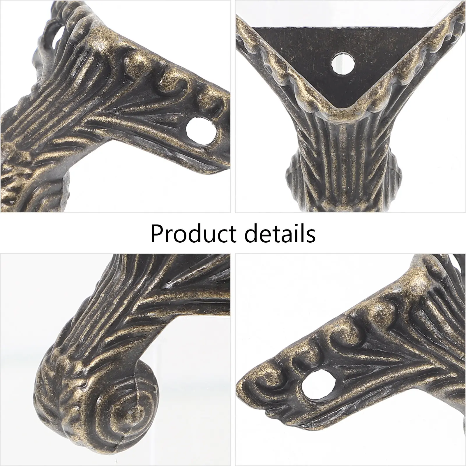 8Pcs Furniture Legs Zinc Alloy Vintage Bottom Corner Guards Decorative Feet Stable Support for Furniture Upgrade