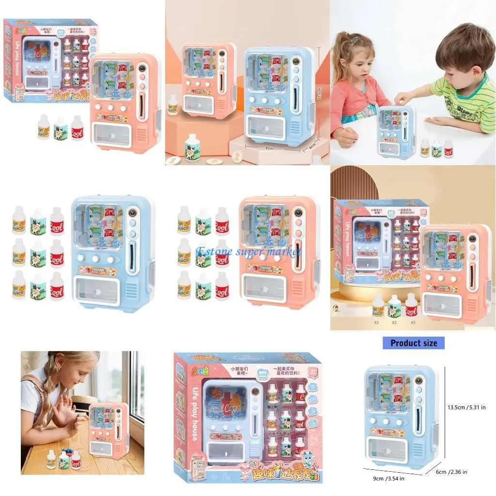 Ensemble distributeur automatique Miniature pour maison poupée 090B, comprenant 9 accessoires pour boissons