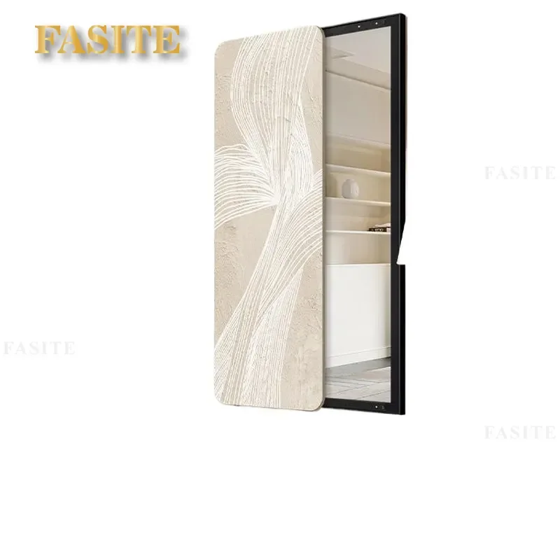 For Japanese Wabi Sabi Cream Style Entrance Decorative Painting Hidden Push Pull Full Length Mirror Invisible Wall Art Living
