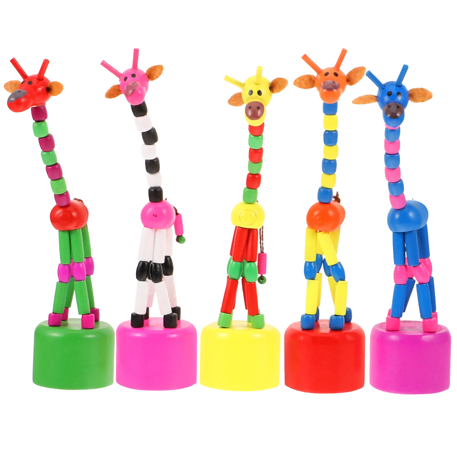 5 Pcs Toy Kids Wooden Dancing Giraffe Desktop Base Bamboo Rocking Child Toddler Toys