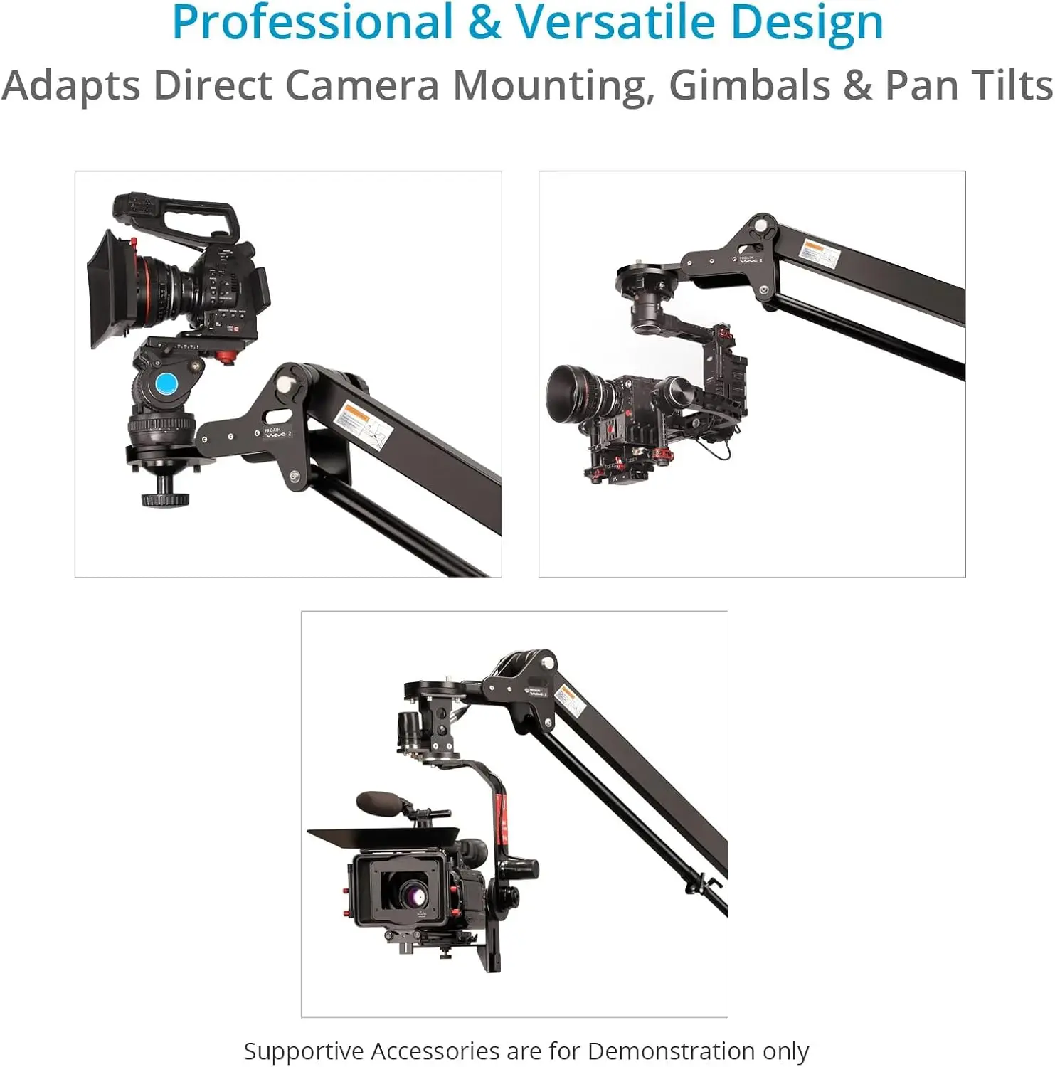 Proaim 7' Wave-2 Jib Crane For Camera, Gimbals & Pan Tilt Heads. For 75Mm/100Mm Fluid Heads. Payload Up To 25Kg / 55Lb.