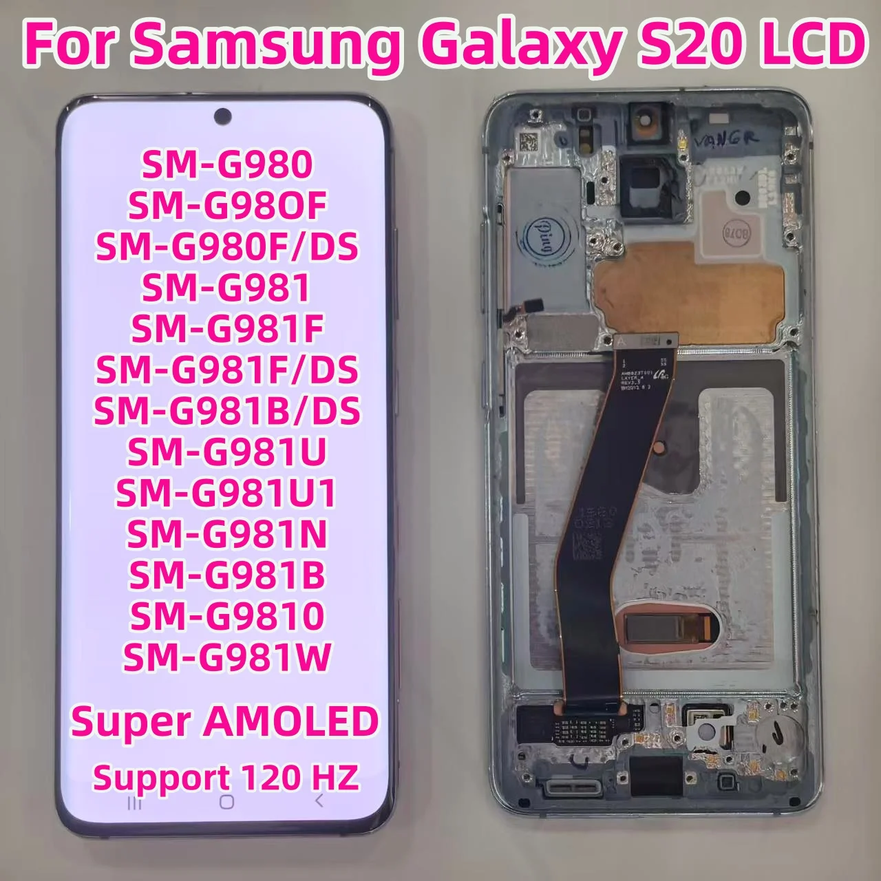 Super AMOLED For Samsung Original S20 G980F G980F/DS G981 G981F G981B/DS G981U G981N G981B LCD Display Touch Screen Replacement