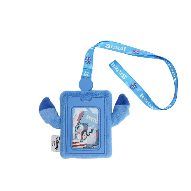 Cute Disney Plush Cardholder Strawberry Bear & Stitch ID Sleeve Perfect for Metro, Bus & Work Badge