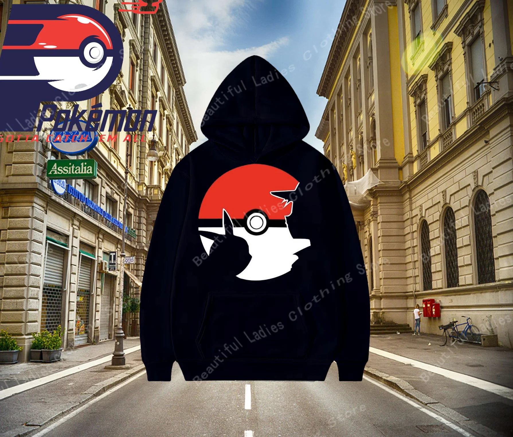 (MINISO) بوكيمون بيكاتشو خريف/شتاء جديد أزياء المرأة Crewneck هوديس مريحة الطلاب زوجين مريحة Y2K هوديي