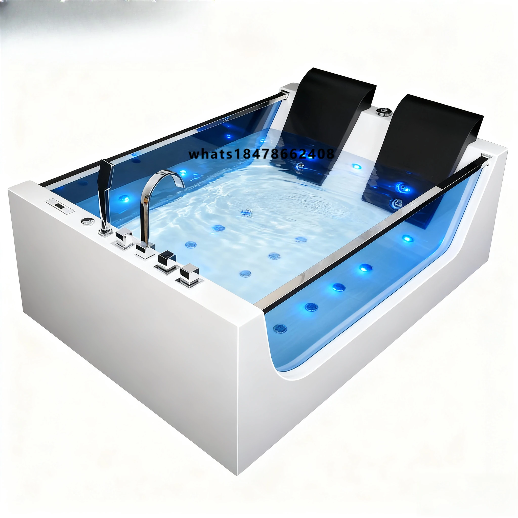 Luxury 2-Person Modern Design Acrylic Rectangle Spa Hydromassage Bathtub Whirlpool Massage for Hotel Indoor Hot Tub
