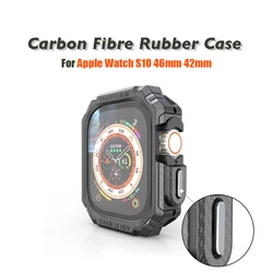 Carbon Fibre Rubber Case Cover For Apple Watch Ultra Protective Bumper Frame 49mm 45mm 46mm 41mm 42mm For iWatch Series 10 9 8