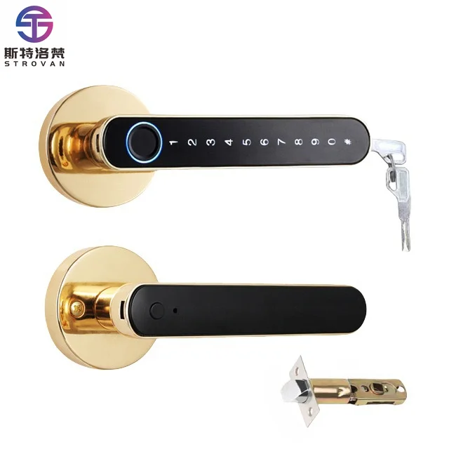 

ZXHK Tuya Smart Fingerprint Smart Handle Lock With Password Golden Cerradura Inteligente Lock T8 for Smart Home Access