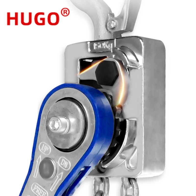 Imagem -03 - Hugo Lever Block Chain Hoist Mini Chave de Liga de Alumínio Talha de Mão Portátil para Elevação 100kg 150kg