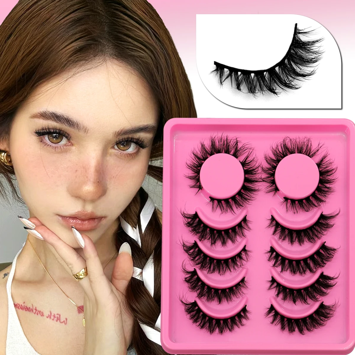 Groinneya-ナチュラルまつげ,ふわふわボリューム,3Dフェイクミンク,つけまつげ,DIYまつげエクステ,メイクアップツール