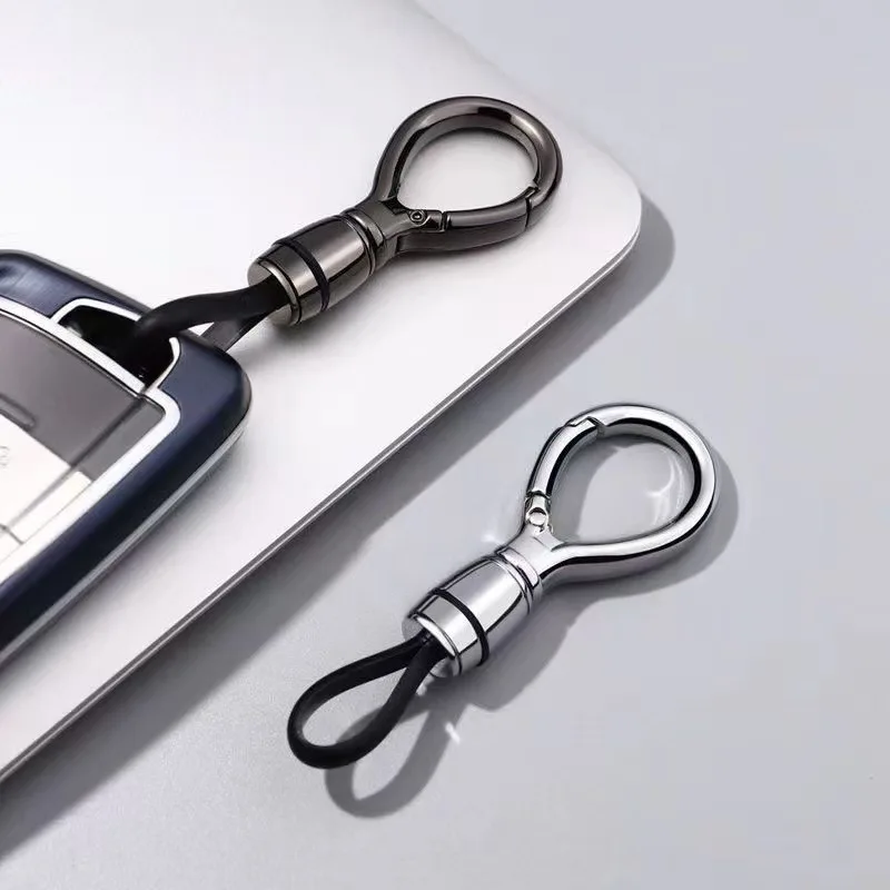Men High-End Metal Keychain Simple Car Key Chain with Waist Hook Anti-Lo Leather Rope And Keychain Ring for Stylish Organization