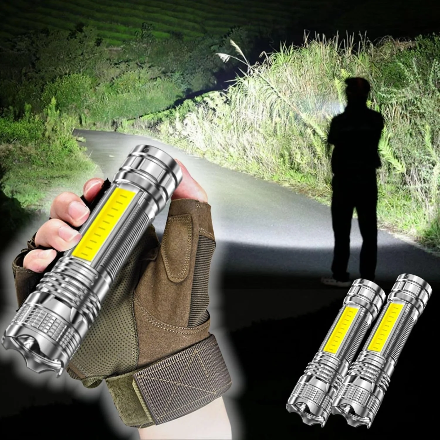 2pc Flashlights High Lumens Zoomable Led Flashlight  Rechargeable Flashlight Brightest Flashlight Super Bright Flashlight Campin