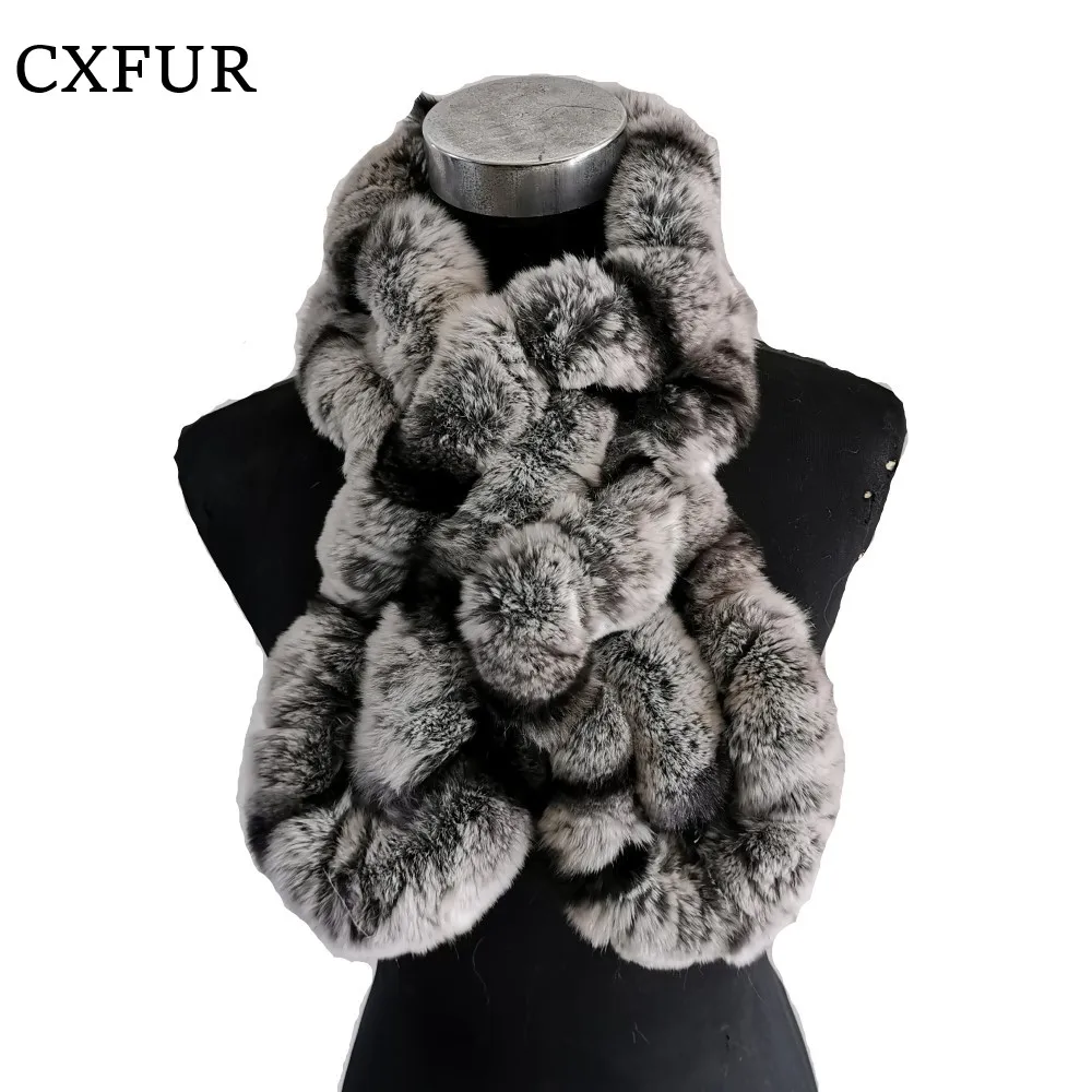 

High Quality Women Outwear Real Rex Rabbit Fur Scarf CX-S-210