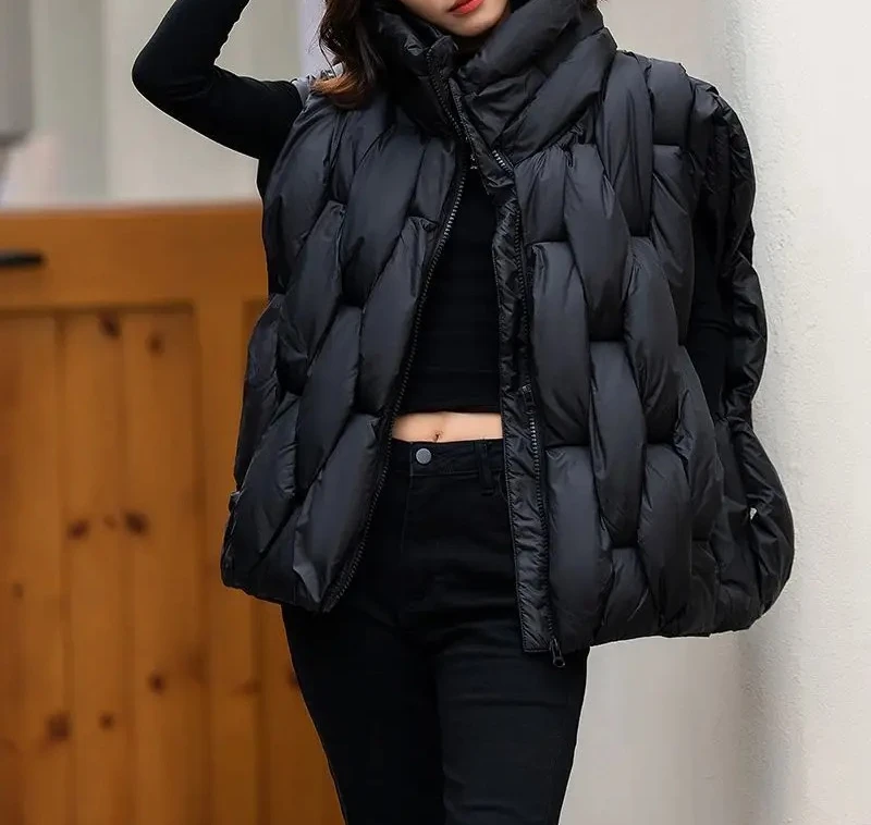 Frauen Winter Unten Baumwolle Weste Jacke Ärmellose Stehkragen Damen Weste Mantel Mode Lässig Dame Outwear