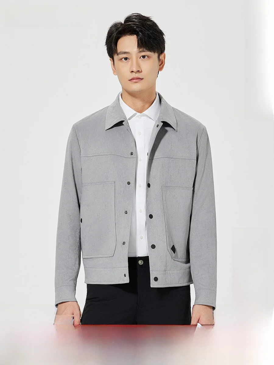 Lilanz Casual Short Collar Jacket Men's Spring New Style Pure Color Men's Outerwear Hidden Buttoning Fashion Urban Youth