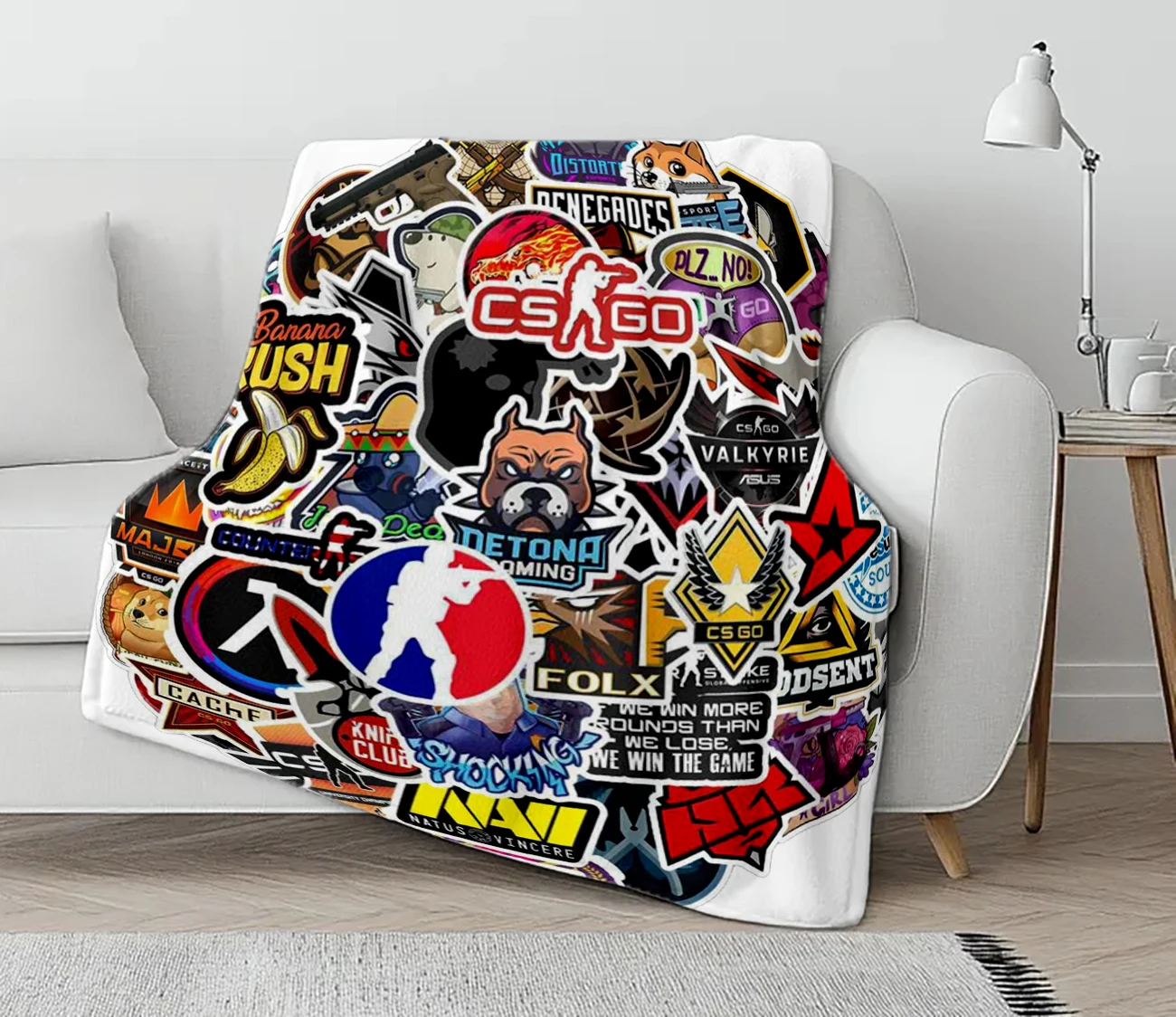 New Game Csgo Cartoon Graffiti print Blanket For Gift Picnic Travel Bed Throw Blanket Applicable All Season Blankets