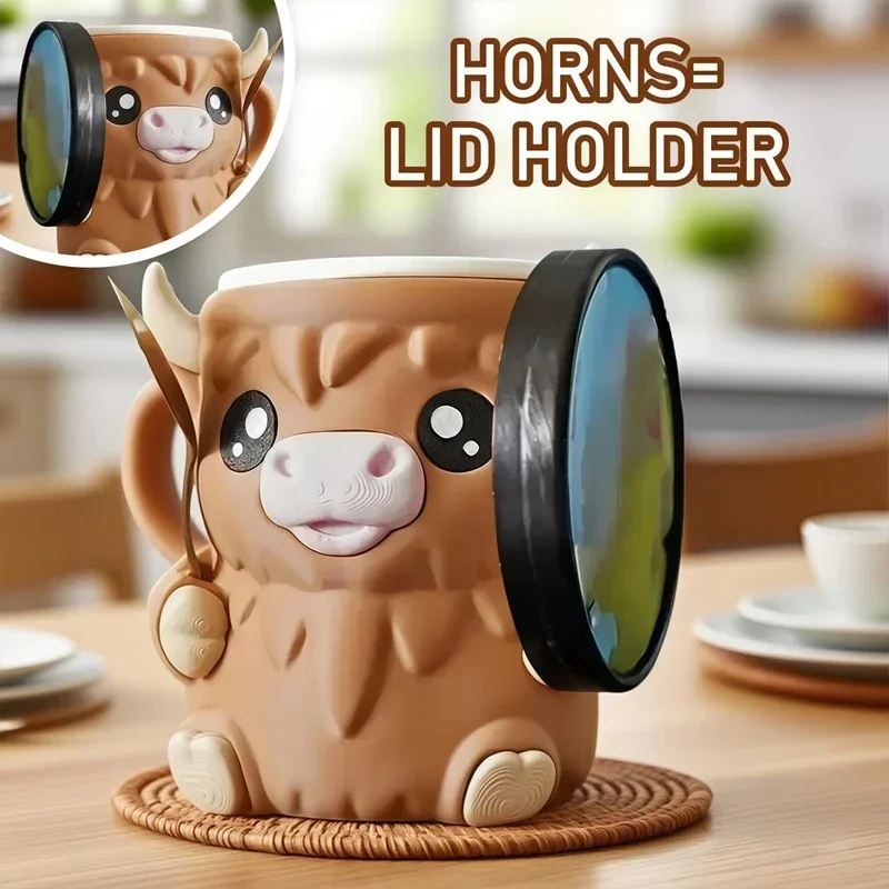 Cartoon  Cup   Scottish Highland Cattle Coffee Mug Cute Breakfast Cup Christmas Gifts