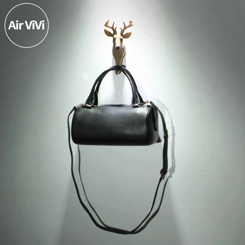 

Airvivi High-End Spring Summer Top Layer Cowhide Boston Pillow Bag Women's Small Bag Soft British Style Handbag Youth Daily Use