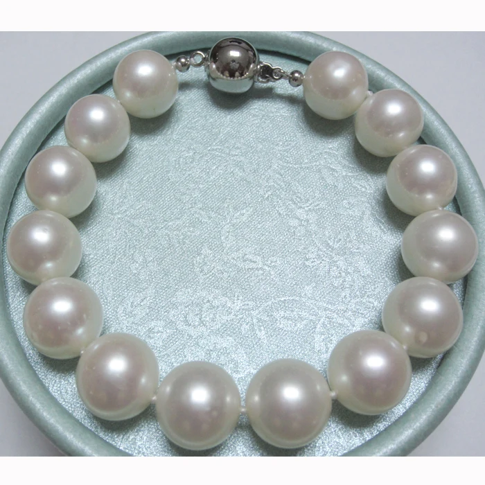 Drunk 12-13MM freshwater pearl bracelet round very light genuine AAAB send gift package