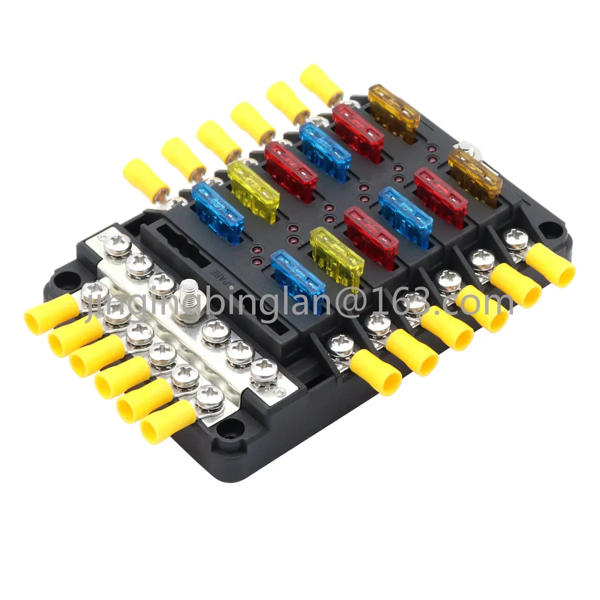 

New 12-way car fuse box one in 12 out with LED indicator light with negative electrode bus integrated