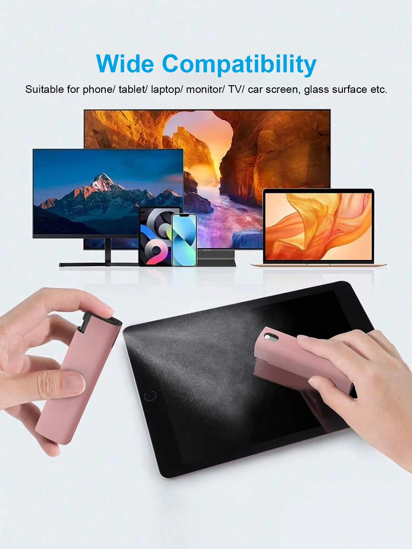 1-Piece 2-in-1 Portable Screen Cleaning Kit, Screen Cleaning Brush with Spray Bottle, Suitable for Cleaning Electronic Devices Such as Smartphones, Tablets, Laptops, Monitors, Televisions, Cameras, and Car Displays, Does Not Include Liquid