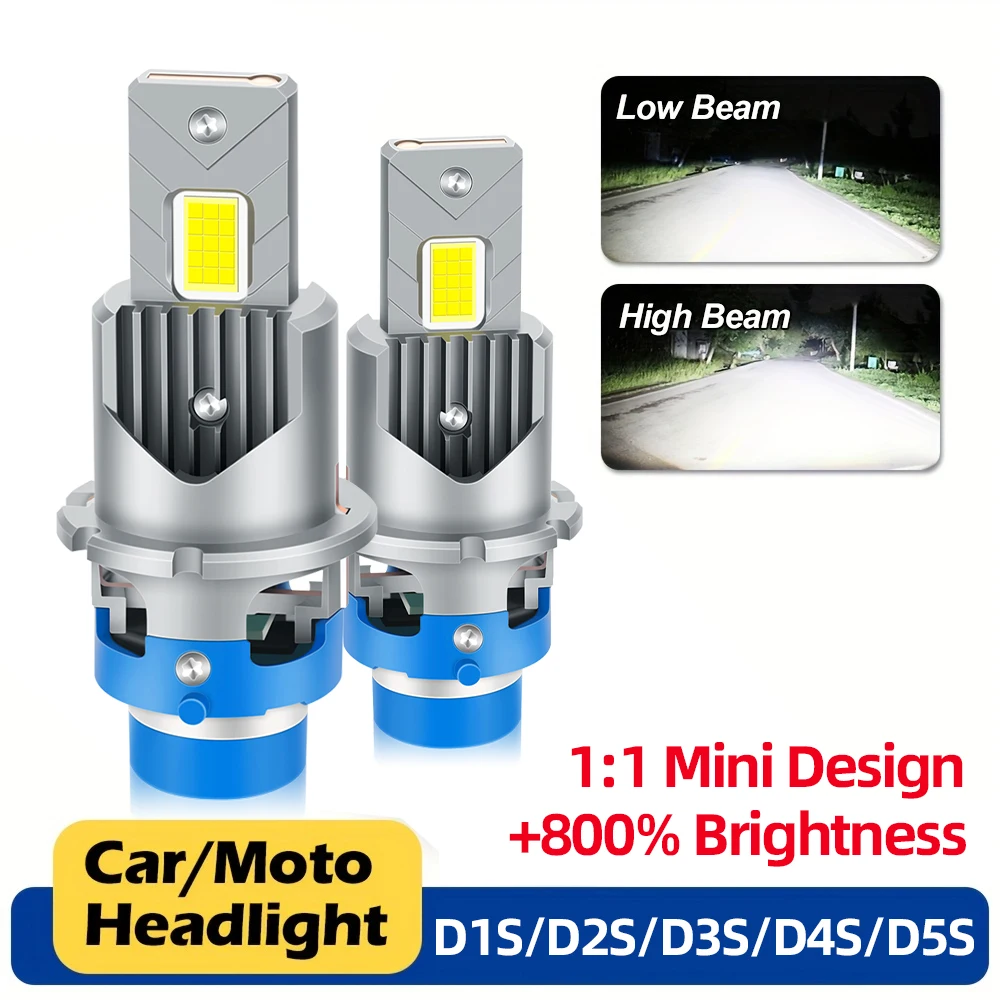 

12V Xenon Headlight Bulb Replacement LED D2S D1S D3S D4S D5S D1R D2R D3R D4R Car Lights 6000K +800% Brightnesss 1:1 Mini Dessign