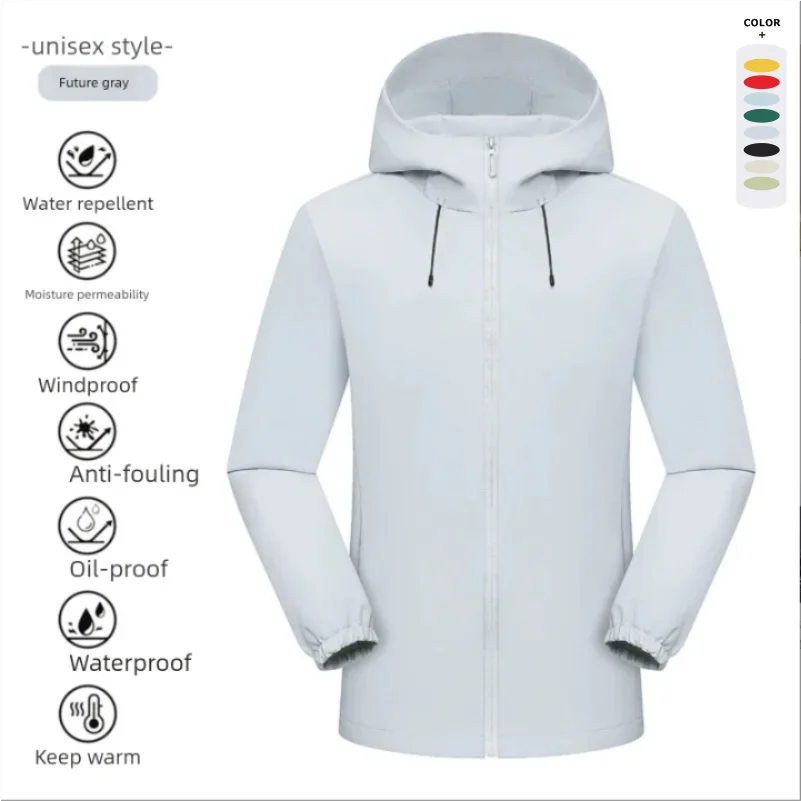 Soft Shell Men Windproof Waterproof Men Jackets Camping Hiking Unisex Hooded Coats Customizable Print Embroidery On Your Design