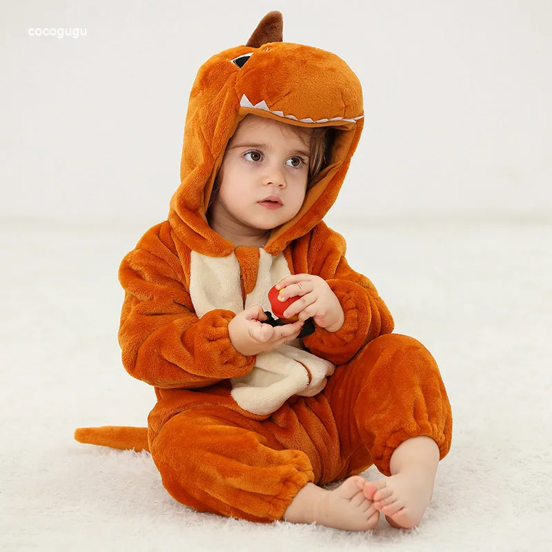 

Dinosaur Romper Baby Boy Girl Pajama Newborn Bebe Clothes Cute Bodysuits Flannel Warm One-piece Winter Halloween Animal Outfit