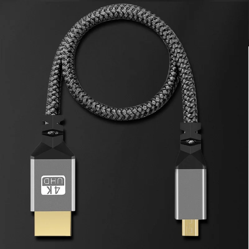 1M 2M 3M 5M 10M 4K 60HZ Micro HDMI do HDMI zwinięty przedłużacz elastyczny kabel wtyk męski na męski kabel HDMI-kompatybilny dla komputera