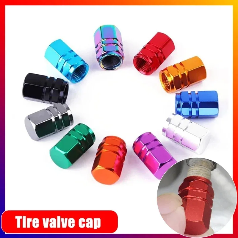 4/8/12Pcs Aluminum Alloy Car Tire Valve Caps Airdust Waterproof Tyre Rim Stem Cover For Automobiles Motorcycles Bikes