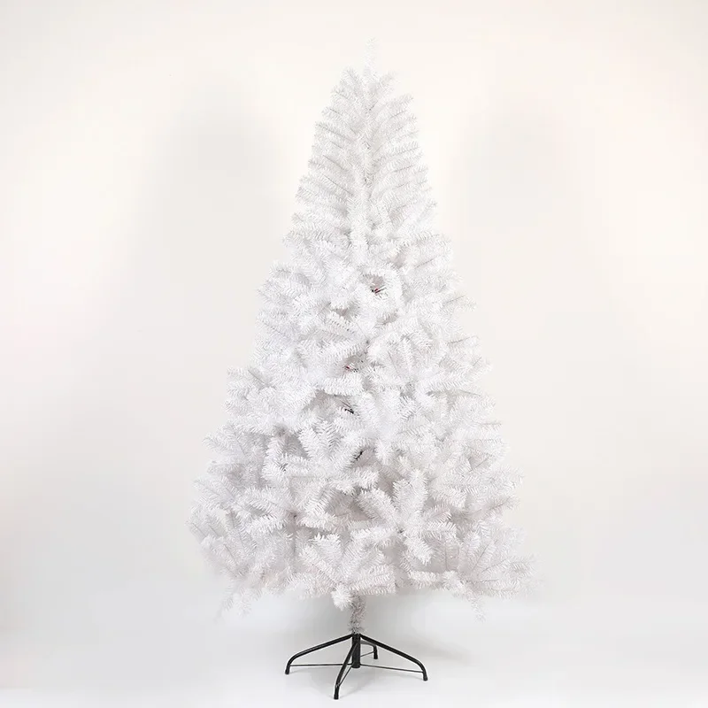 

PVC Artificial Christmas Tree White Cedar Large Flocking Snowflake Outdoor Indoor Christmas Tree Metal Holder Christmas Supplies