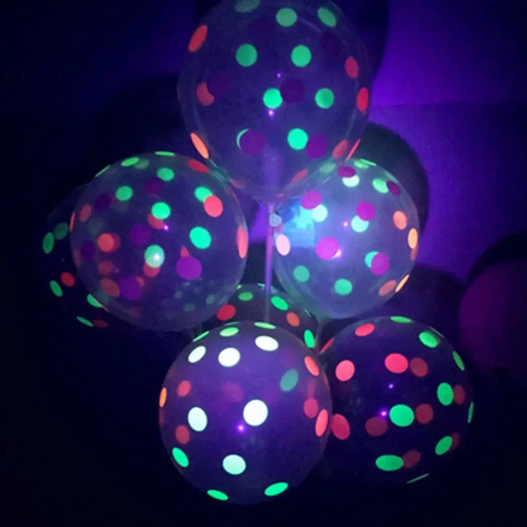 10pcs Stars Polka Dots Glow Latex Balloons Romantic Wedding Decoration Baby Shower Birthday Party Decor Clear Balloons 12 Inch