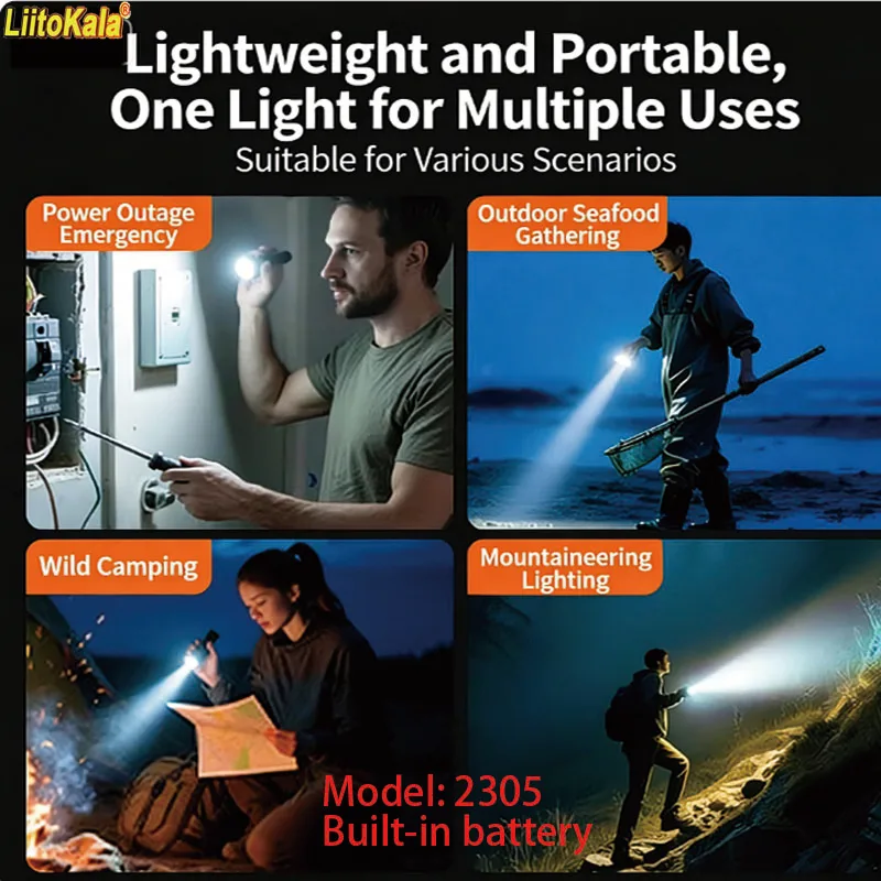 

LiitoKala LF-2305 multifunctional laser flashlight 1500LM camping atmosphere light design, built-in large capacity battery