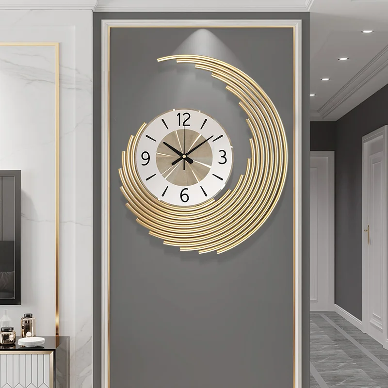 Digital Clock Wall Hanging Kitchen Gold Designer Wall Clock Modern Design Minimalist Home Decorating Items