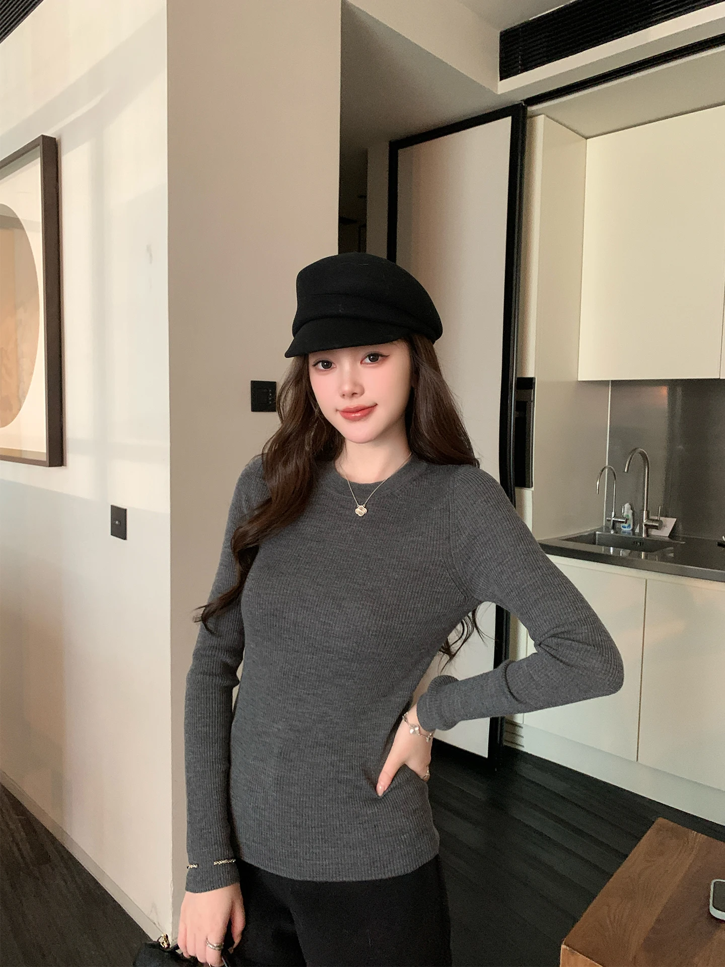 

Классический простой джемпер из 100% шерсти мериноса Ultrine с круглым вырезом, универсальный, мягкий, теплый, с длинными рукавами, коллекция Осень-Зима 2025