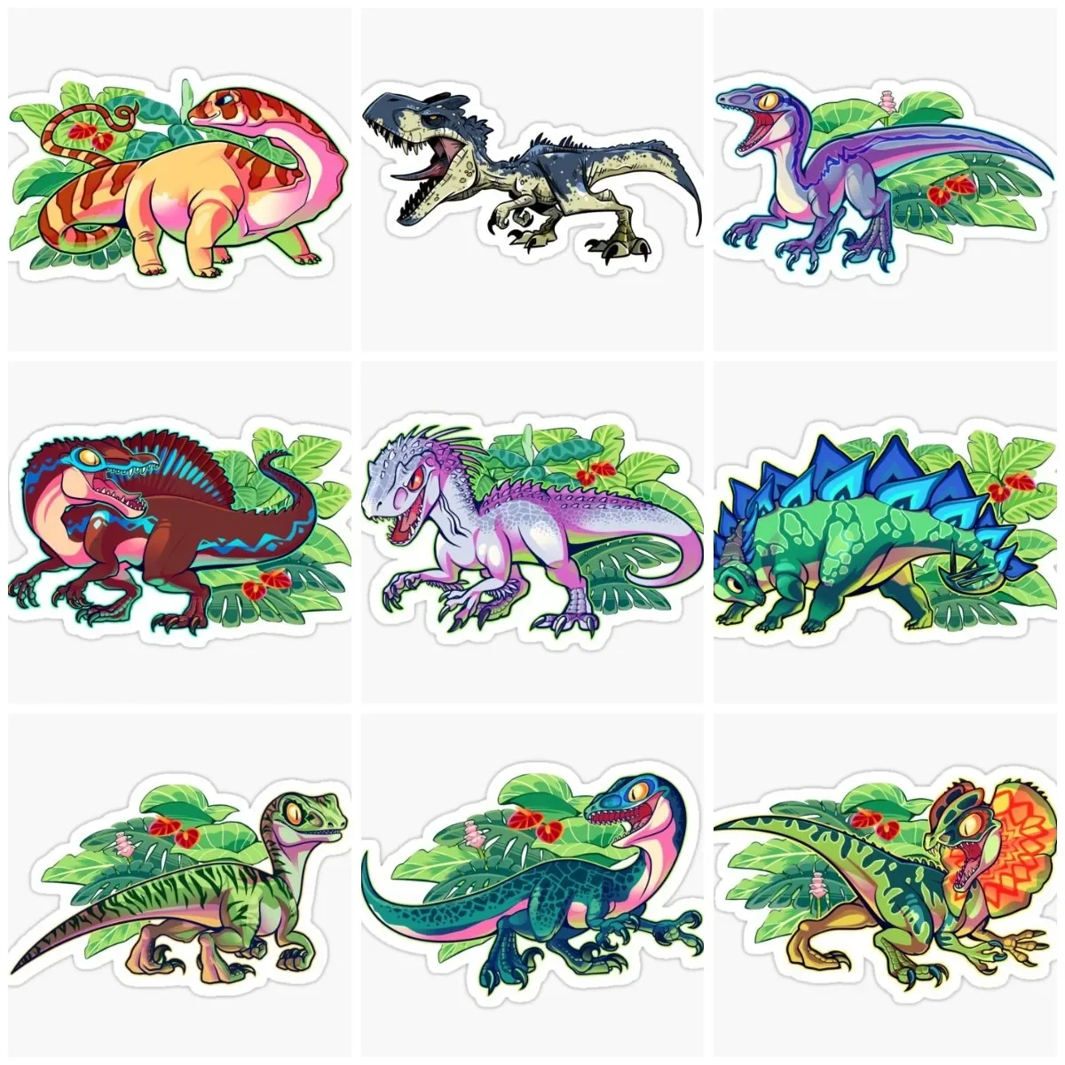 

Dinosaurs Colour Creative Catoon Sticker Camper Van Laptop Motorcycle Car Wall Bicycle Room Truck Window Glass Helmet PVC Decal