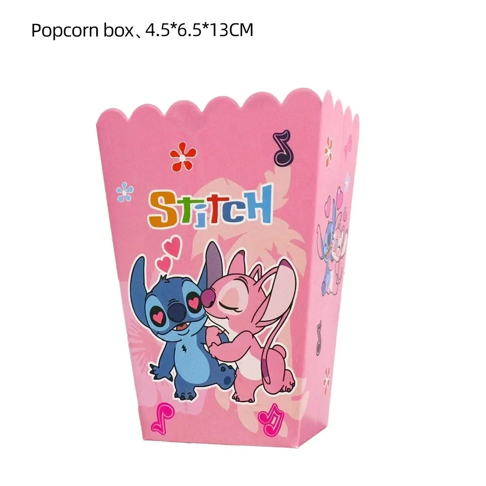 Stitch Verjaardag Thema Popcorn Doos Verjaardagsfeestje Decoraties Stitch Papier Voedsel Lade Chip Candy Box Tafeldecoratie Baby Douche